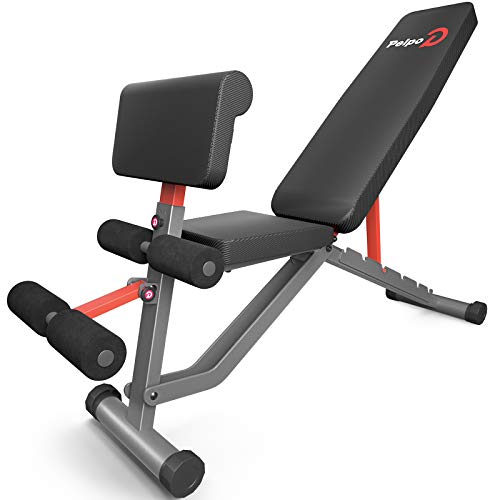 pelpo Weight Bench for Full Body Workout, Adjustable Strength Training Bench Press in Home Gym, Fast Folding Roman Chair Holds up to 330LBS, Gray