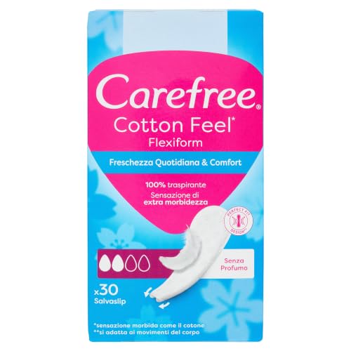 Carefree, Salvaslip, Cotton Feel Flexiform, Salvaslip para uso diario, sin perfume, ideal también para tangas, 1 paquete de 30 unidades - Nuevo
