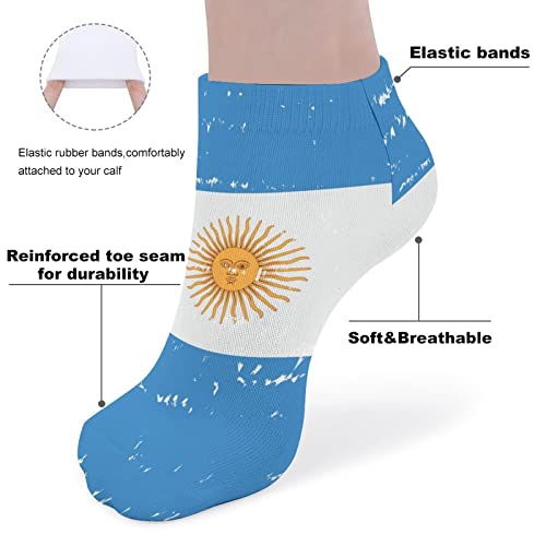 FunnyStar Vintage Argentina Flag No-Show Socks Low Cut Short Socks 5 Pack for Women & Men Sports Leisure4