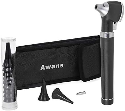 Awans Mini Compact Pen Led Torch/Light, Fibre Optic Otoscope with Pouch Spare Bulb and Accessories