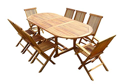 Confort & Loisirs Ensemble Salon de Jardin en Teck Aspect huilé MUNGGI 6 chaises 2 fauteuils JUMAK Cover