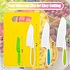 Reaeon 5 Pcs Kids Cooking Sets Real, Montessori Kitchen Tools, Kids Knife Set for Real Cooking, 4 Pcs Children's Safety Cooking Knives, 1 Pc Cutting Board, Serrated Edges Toddler Girl Boy #2