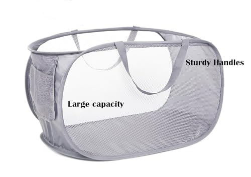 Image of MosQuick Large Capacity Premium Durable Laundry Basket for Clothes Multipurpose Cloth Storage with Handles Foldable Space Saving Lightweight Grey