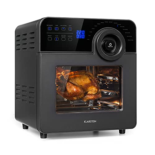 Klarstein AeroVital Cube Chef frytownica na gorące powietrze - 1700 W, DuoHeating, 14 l, 16 programów, ekran dotykowy, opóźnienie do 10 h, termostat 50-220°C, obudowa ze stali nierdzewnej, czarna