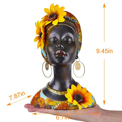 African Art Sculptures Modern African Women Statues Room Decor,Resin African Figurines Black African American Bust Statue,Suitable For Living Room Desktop Entrance Decor African Decorations For Home #TOP1