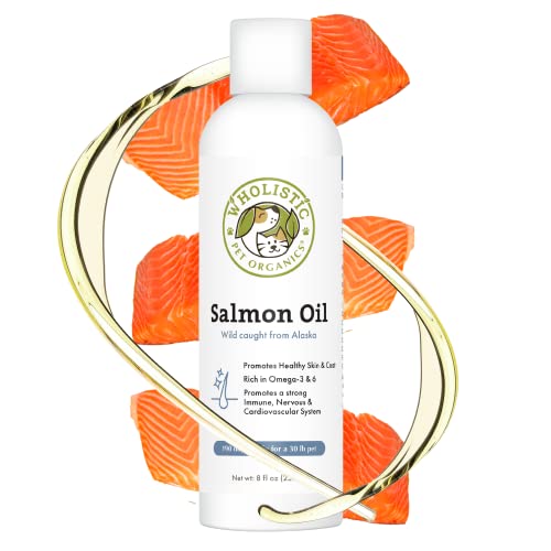Wholistic Pet Organics Salmon Oil: Deep Sea Wild Alaskan Salmon Oil For Dogs And Cats - Natural Omega 3 Dog Fish Oil Supplement With Epa And Dha For Skin, Coat, Heart And Nervous System Health #TOP15