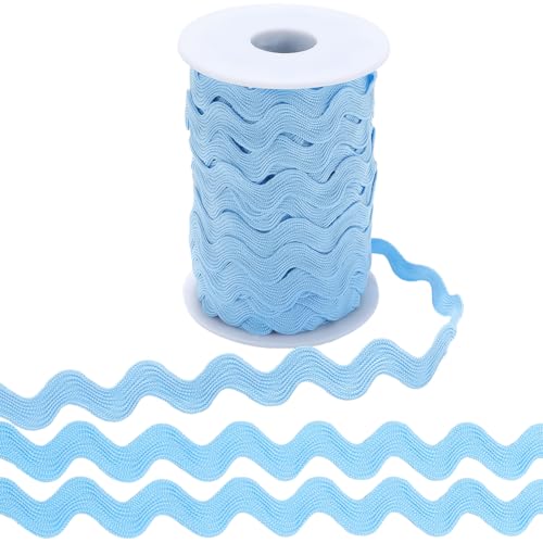 GORGECRAFT 25 Yards 10mm Rick Rack Trim Wavy Bending Ribbon Light Sky Blue RIC Rac Fringe Trim Zig Zag Edging Trimming Wave Polyester Webbing Ribbons for DIY Sewing Crafts Gift Wrapping Bow Making by GORGECRAFT - Used condition - US$15.12