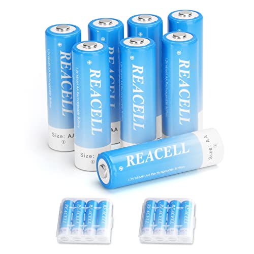 Reacell 8 Pack Aa Batteries Rechargeable, 1.2V 2800Mah High Capacity Nimh Double Aa Battery With Box #TOP8