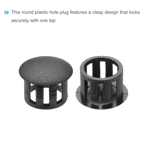 Image of MECCANIXITY 64PCS 12mm(1 /2 inch) Black Plastic Hole Plugs, Flush Type Panel Hole Plugs Insert End Caps for Locking Hole Tubes Furniture Cabinet