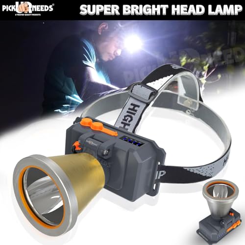 Image of Pick Ur Needs 150 Watt Laser Rechargeable Head Lamp 3 LED Mode Aluminum Body 2000mAh Battery Head Torch /Headlamp for Camping (Gold)