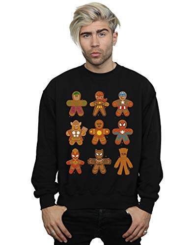 Marvel Men's Avengers Christmas Gingerbread Sweatshirt Black Large