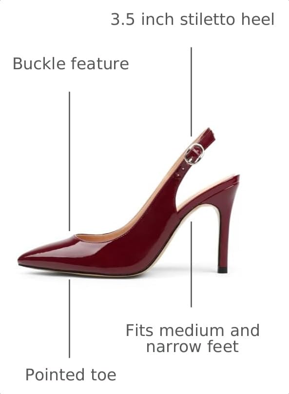Image of JOY IN LOVE Womens Slingback High Heels Stiletto Pointed Closed Toe Pumps