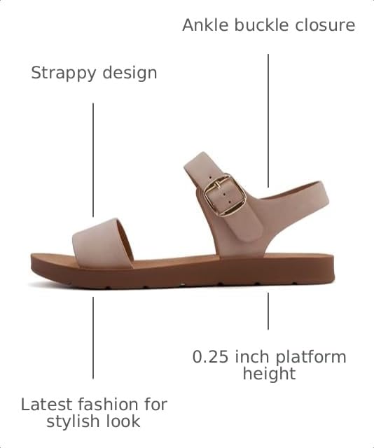 Image of Soda PLENTY ~ Women's Strappy Ankle Wrap Buckle Fashion Flat Sandals | Casual Sandals