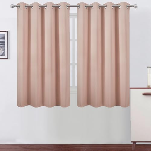 Image of LEMOMO Blackout Curtains 66 x 54 Inch Long Blush Curtains Set of 2 Panels Room Darkening Curtains for Bedroom and Living Room