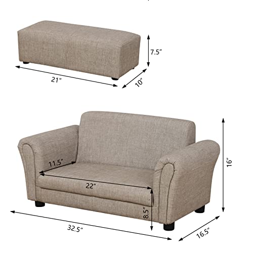 Getifun Kids Sofa Chair With Ottoman/Pvc Leather Toddler Couch With Plastic Legs/Upholstered Children Armchair For Kids Under 4 Years Old/Single Seat With Stool (Double) #TOP2