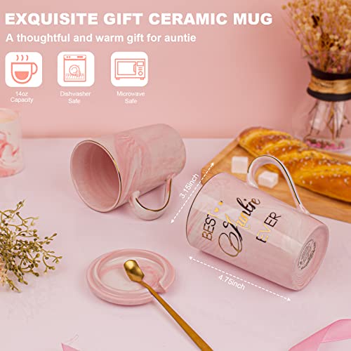 Best Auntie Gift - Pink Marble Coffee Mug with Spoon & Card - Image 4