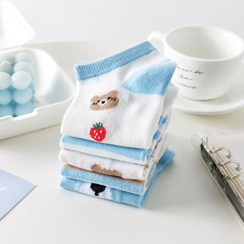 Image of Cotton Men's and Women's Printed Funky Socks - Unisex Ankle-Length, Odour Free, Breathable (Multicolor, Combo Pack of 5)