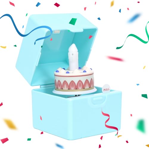 SLUQQHDU Surprise Gift Box,Surprise Pop up Gift Box,Birthday cake design,Happy Birthdays Music Box,Happy Birthday Box For Men Women Little Boys And Girls (Blue)