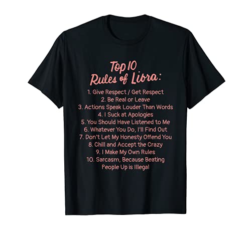 Zodiac Sign Funny Top 10 Rules Of Libra Graphic T-Shirt