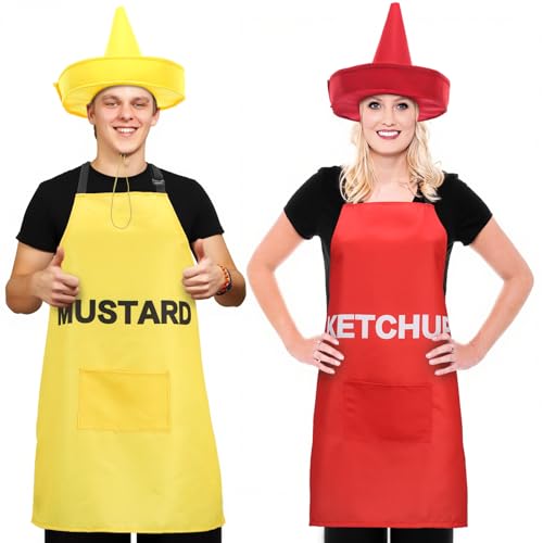 Funnysoft 2 Set Halloween Ketchup and Mustard Costumes for Adults
