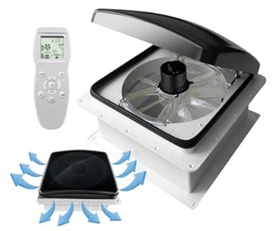 hurrventer Build-in Rain Shield RV Roof Fan Vent Trailer Camper 10 Speed 12V 14'' Reversible
