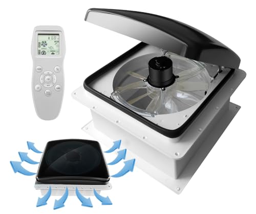 hurrventer Build-in Rain Shield RV Roof Fan Vent Trailer Camper 10 Speed 12V 14'' Reversible