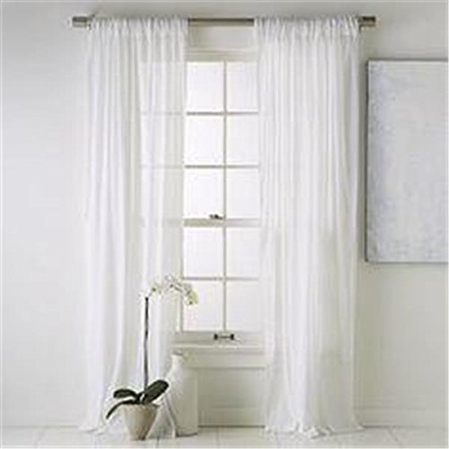 Rideaux en lin pour salon lumineux lot de 2 panneaux blanc ivoire 228,6 cm de long