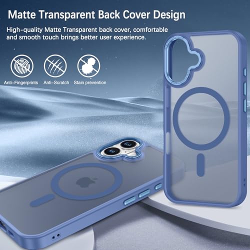 Image of YINLAI for iPhone 17 Case 6.3-inch,Magnetic Compatible with MagSafe, Slim Matte Anti-Fingerprint, Shockproof Full Body Military Grade Protection for iPhone 17 Cover, Blue