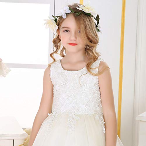 Bow Dream Lace Flower Girl Dress Wedding First Holy Communion Baptism Dresses Ivory 6 #TOP3