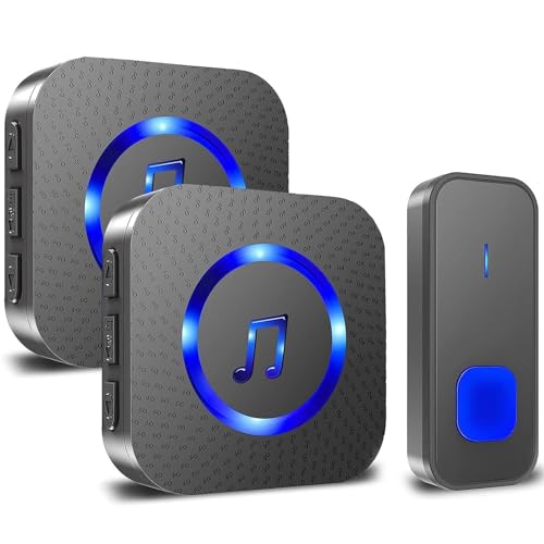 SURFOU Timbre Inalámbrico con 2 Receptores, 400m Alcance Timbre Inalámbrico Exterior...