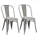 Joveco Sheet Metal Frame Tolix Style Stackable Industrial Bar Chairs with Back - Set of 2 (Gunmetal) Wholesale price.