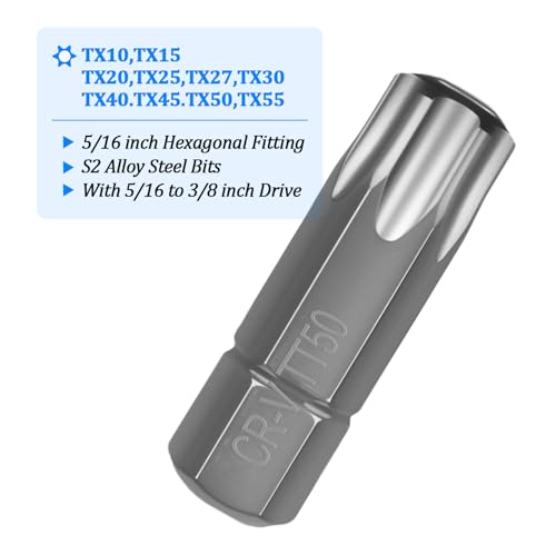Douille E4-E20 et embouts T10-T60 pour démonter les vis Torx grippées