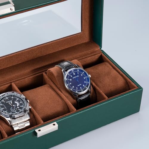 Image of ProCase Watch Box for Men, 6 Slot Watch Display Case Mens Watch Box Organizer, PU Leather Watch Cases for Men Watch Storage, Father's Day Gift Watch Holder Organizer -6Slot, MidnightGreen