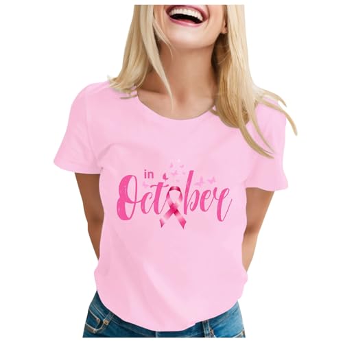 Cokbyavla Womens Breast Cancer Fighter Believe Shirts,Breast Cancer Clothing for Women Support Gifts Pink Breast Cancer Awareness Shirts Hope Pink Ribbon Tee Shirt Breast Cancer Awareness Tee
