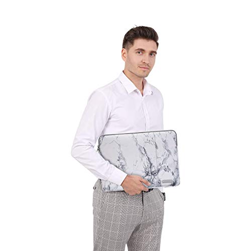 Image of MOSISO Laptop Sleeve Compatible with 13-13.3 inch MacBook Pro, MacBook Air, Notebook Computer, Polyester Vertical Carrying Case Bag with Pocket, White Marble