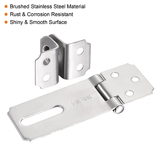 Image of MECCANIXITY 3 Inch Stainless Steel Thick Door Latch Hasp Lock Heavy Padlock Clasp with Screws for Cabinet Closet Gate, Silver