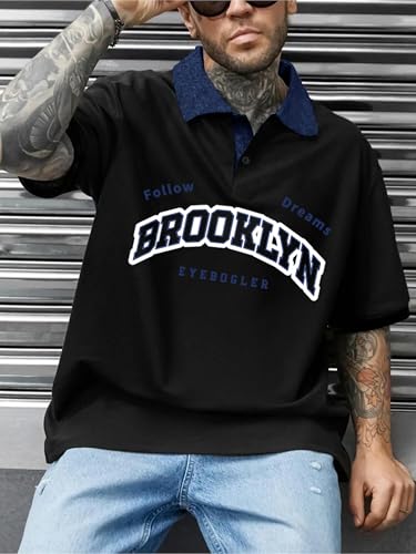 Image of Noble Monk Men Cotton Blend Half Sleeves Solid Polo Neck T-Shirt |Oversized Tshirt