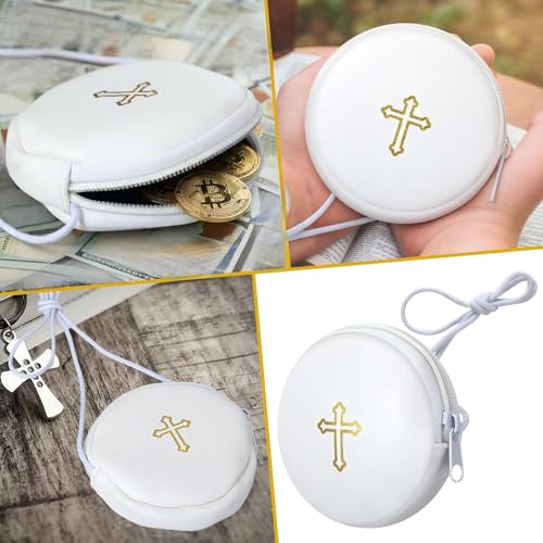 Image of Leather Communion Burse for Pyx, Catholic Pyx Case with Strap for Communion Host Priests Deacons Gifts