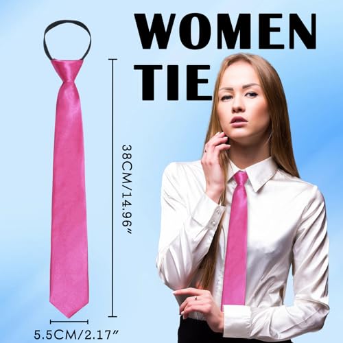 Image of Luckyvestir Womens Tie, Pre Tied Black /Red Ties for Women Adjustable Zipper Womens Necktie