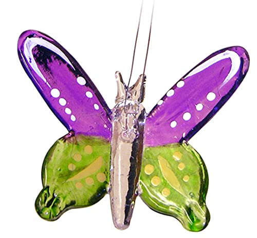 Butterfly Glass Window Decorations - 3-Piece Colorful Hand Painted Glass Butterfly Ornaments With Silver Cord For Hanging #TOP5