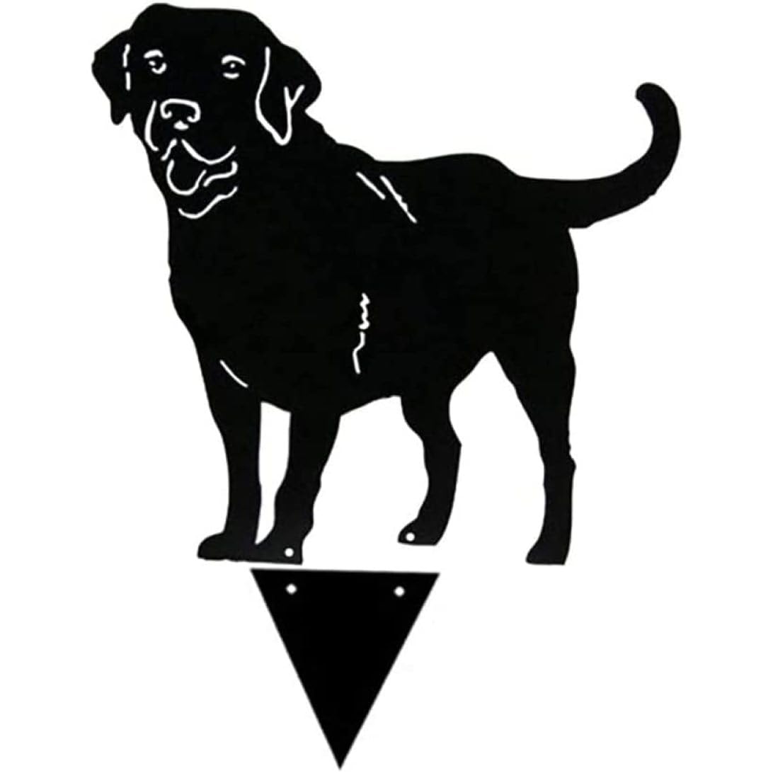 Latemeia Black Metal Dog Stake Statue Garden Lawn Labrador Silhouette Decoration Animal Sculpture Outdoor Decor Yard Sign For Yard Patio Backyard Pathway Sidewalk, 38X37cm (Black), Décor De Pelouse