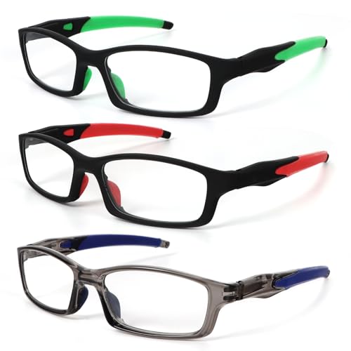 UVTQSSP 3er Pack Sport Lesebrille TR90 Rechteck Leicht Bequem und Flexibel Anti-Blaulicht Lesebrillen für Herren (3 Pack, 1.5, x)