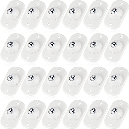 Honoson Self Adhesive Caster Wheels,White,1 Steel,24 Pcs
