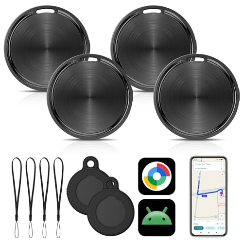 GPS Smart Tracker Tag für Android, Schlüsselfinder KeyFinder kompatibel mit Google Mein Gerät Finden APP (Nur Android), Bluetooth Tracker für Schlüssel, Gepäck, Taschen & Koffer (4Pack)