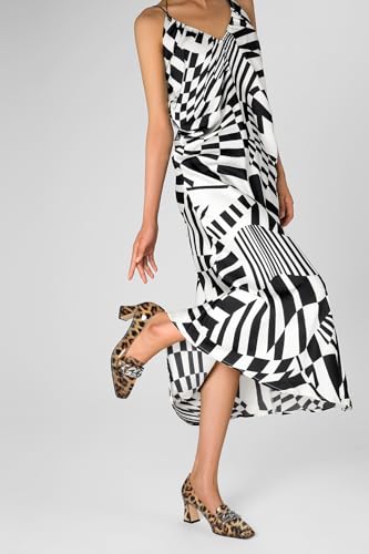 HDEUOLM Womens Heeled Loafers for Women Chunky Block Mid Heel Square Toe Pumps Loafers Shoes Slip-on Metal Chain Office Classic 2.8 Inches Heels3