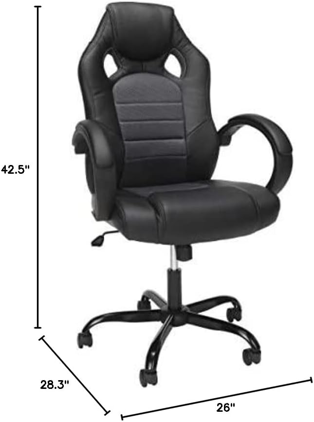 OFM ESS Collection High-Back Gaming Chair, Padded Loop Arms, Gray