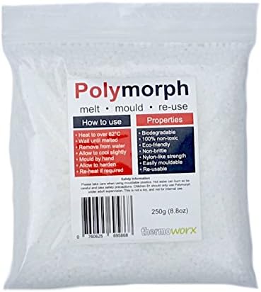Thermoworx Polymorph 250g | Hand mouldable eco-friendly thermoplastic. Re-usable unlimited uses - DIY, Crafts, Repairs, Moulds, Casting, Plastic adhesive, Modelling, Grips, Prototypes