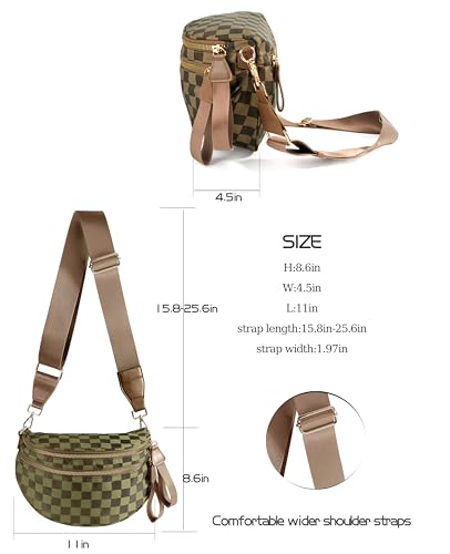 Image of FEIBOON Spacious Checkered Nylon Crossbody Bag Bum Bag Handbags Wallets for Women