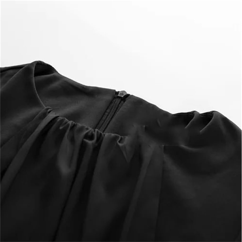 Genérico Vestido de Noche Elegante para Mujer, Ideal para Fiestas y Eventos. Vestido de Fiesta de Manga Larga, Cuello Redondo, Corte Ajustado, Largo Medio (D Grande).
