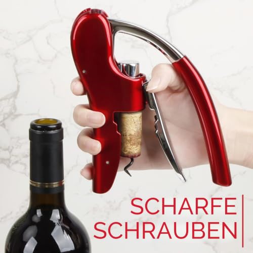 Foto von Best Utensils Profi-Flaschenöffner, Zinklegierung, mit Hebel, Korkenzieher, mit Folienschneider, Kellnermesser, Tintenfisch/Hase, Schwarz